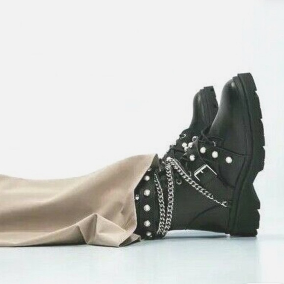 Zara Shoes - Zara Black Leather Combat Boots